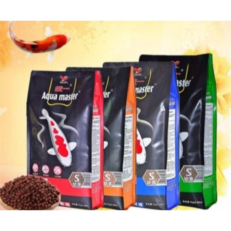 Aqua Master Koi Fish Food 1KG Small – Growth | Color Enhancer | Wheat Germ | Staple