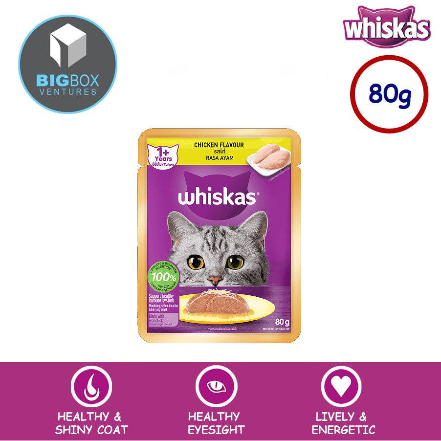 WHISKAS Makanan Kucing Basah Dalam Pek 80G