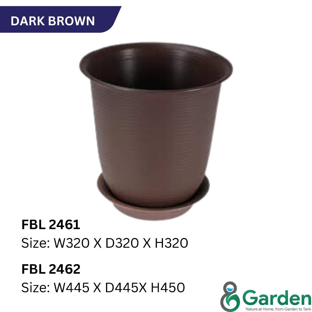 Felton Round Flower Pot FBL2461 / FBL2462 | White / Brown / Grey | Pasu Bunga Indoor & Outdoor