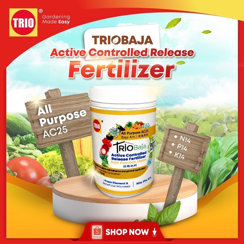 Triobaja Active control Release Fertilizer  All Purpose AC25/ Baja Kawalan Lepas Baja Am 90 Days