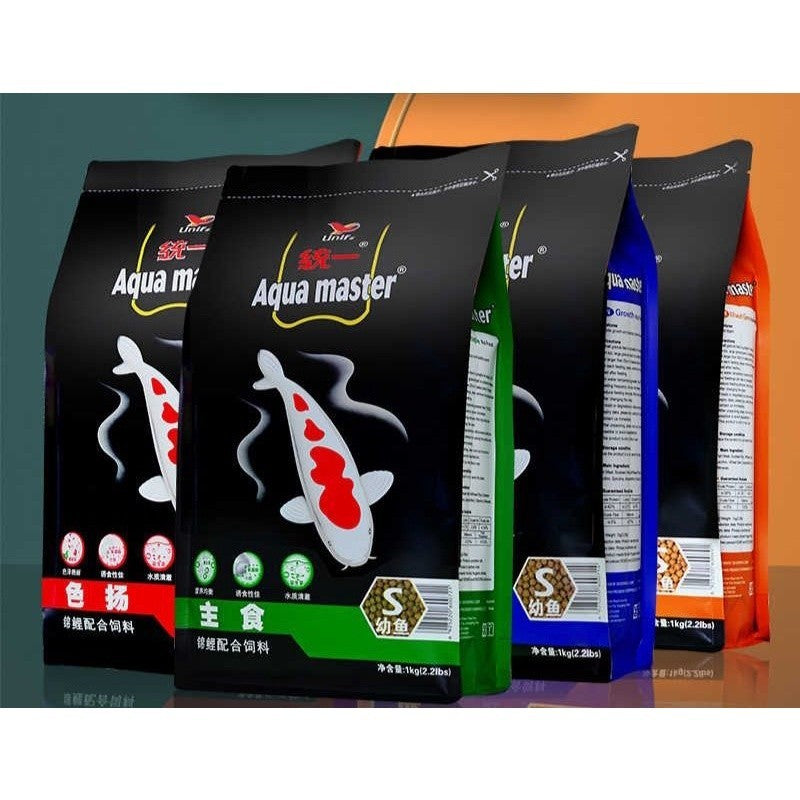 Aqua Master Koi Fish Food 1KG Small – Growth | Color Enhancer | Wheat Germ | Staple
