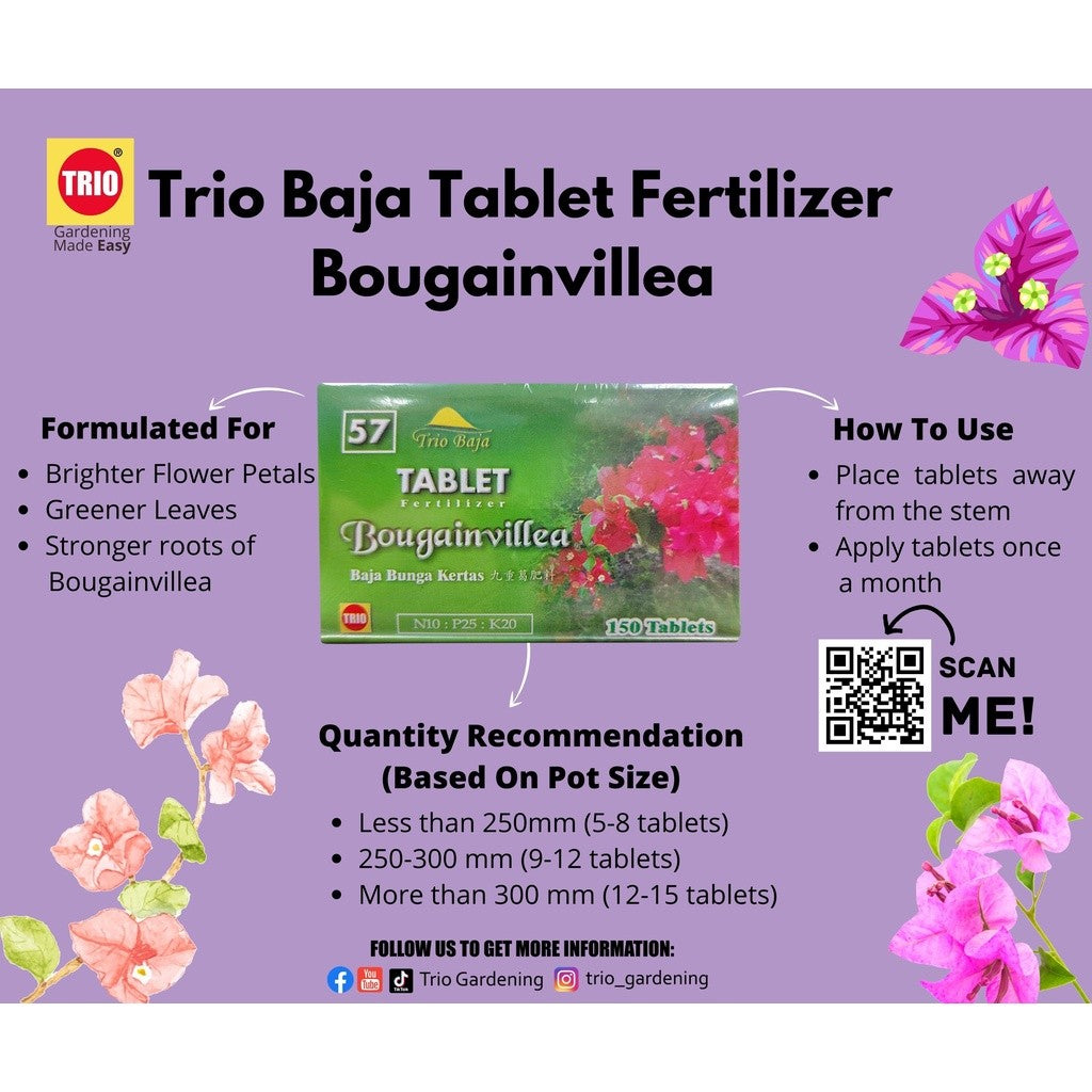 TRIObaja Bougainvillea Tablet Fertilizer / TRIObaja Tablet Bunga Kertas / TRIObaja九重葛花颗粒状肥 (Ready Stock)