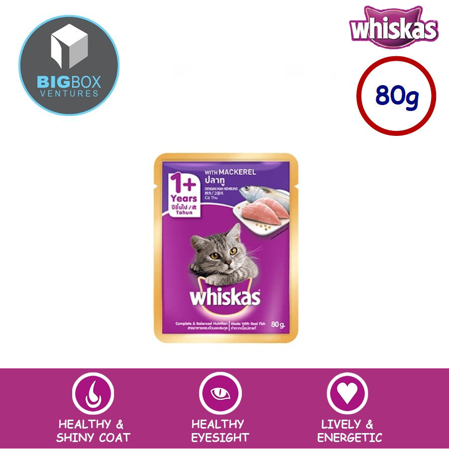 WHISKAS Makanan Kucing Basah Dalam Pek 80G