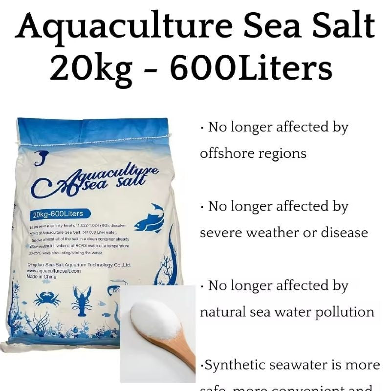 Aquaculture Sea Salt 20kg (600L) - For Saltwater Aquarium, Pond, Landscape, Swimming Pool - Garam Laut