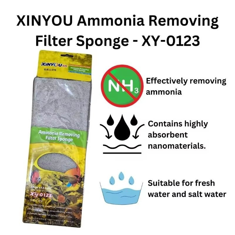 XINYOU XY-0123 Ammonia Removing Filter Sponge | 32x12.5cm | Nano Filtration Pad for Aquarium | Reusable & Durable
