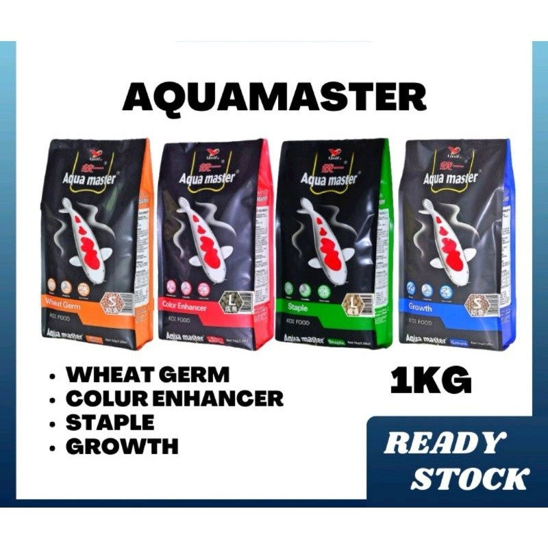 Aqua Master Koi Fish Food 1KG Small – Growth | Color Enhancer | Wheat Germ | Staple