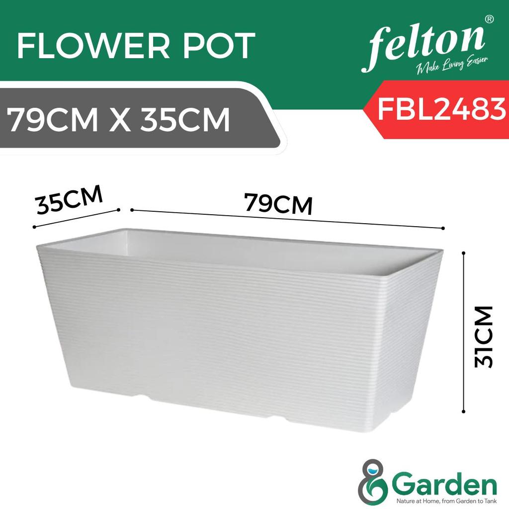 Felton Rectangle Flower Pot FBL2483 (79cm x 35cm x 31cm) – Durable Plastic Planter Box for Indoor & Outdoor Gardening