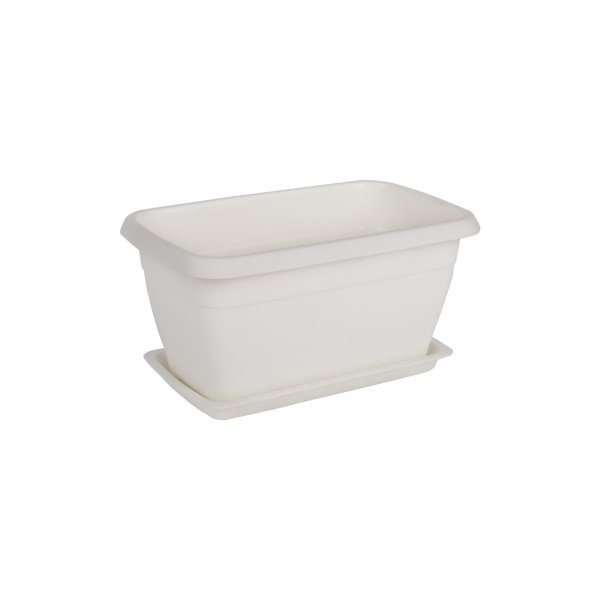 FBL2238 · White · Planter with attached saucer · 235 × 145 × 120 mm