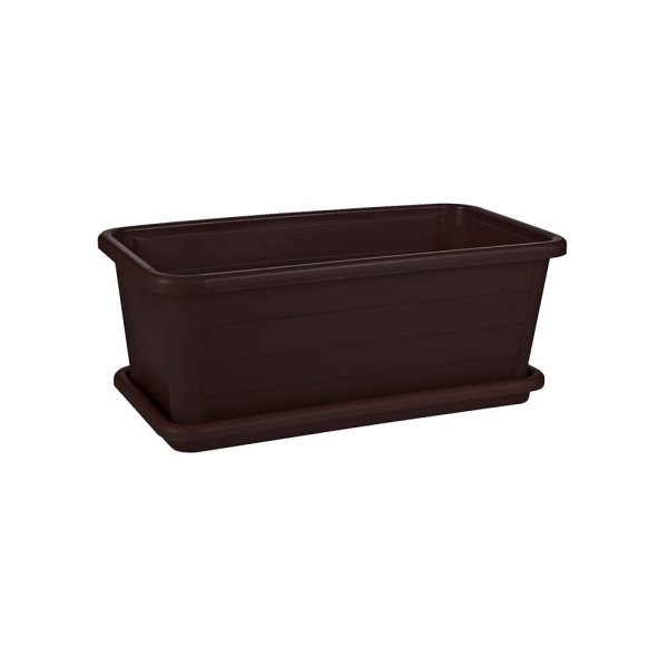 FBL2239 · Dark Brown · Planter with attached saucer · 460 × 250 × 190 mm