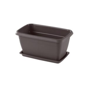 Felton FBL2296 · Dark Brown · Planter with attached saucer · 235 × 145 × 120 mm