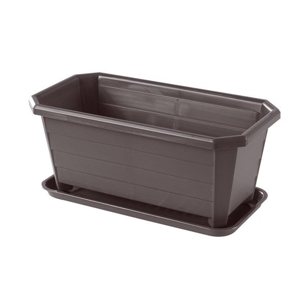 FBL2324 · Dark Brown · Planter with attached saucer · 370 × 190 × 163 mm